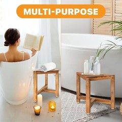 Water-Resistant Corner Shower Bench – Easy Assemble 12-Inch Shaving Stool