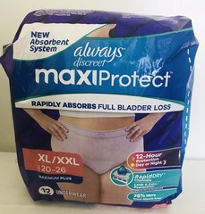 Always Discreet MaxiProtect Women’s Underwear Maximum Plus, Size XL/XXL , Qty 12