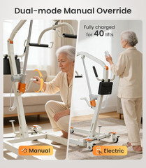 Electric Patient Lift for Home, Foldable, 330Lbs Capacity, Includes Sling