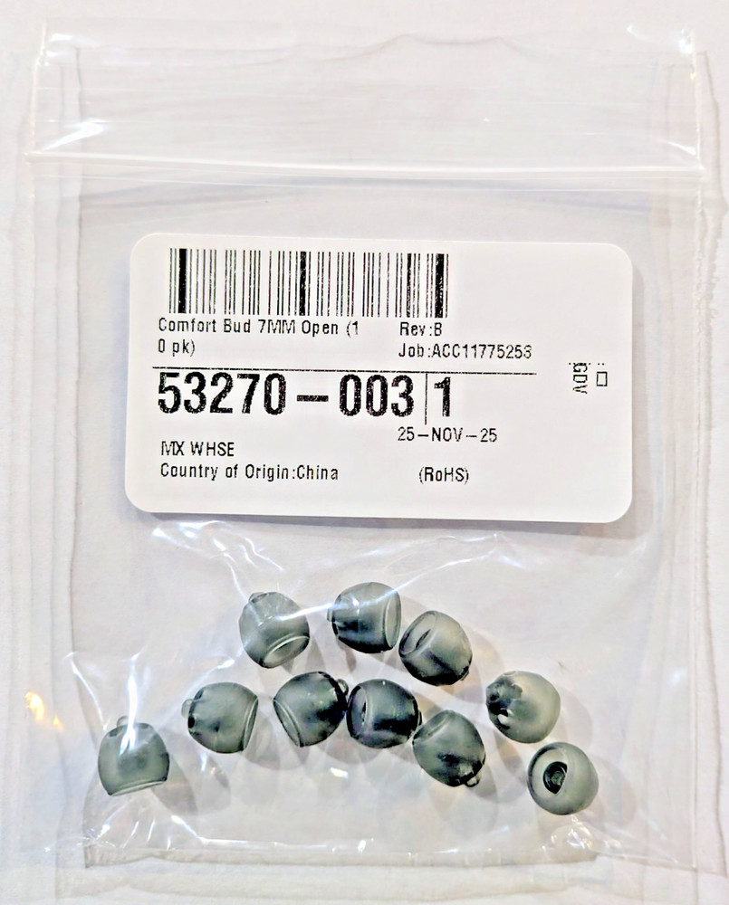 Genuine Starkey Comfort Bud Domes 7mm Open 10 Pack Sealed 53270-003 OEM