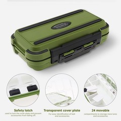 OriGlam Waterproof Fishing Tackle Box Organizer, 24 Compartments Double Green