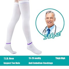 T.E.D. Anti Embolism Stockings Thigh High Knee High Small 1-thigh High White