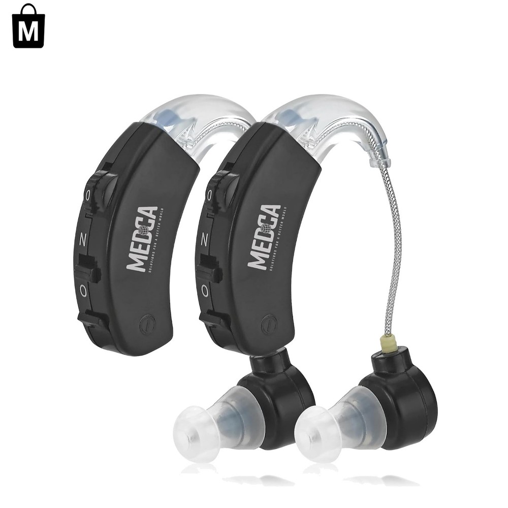 Black BTE Sound Amplifier for Enhanced Hearing – Easy Controls, Stylish Design