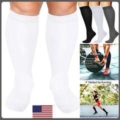 S M L XL 2XL Wide Calf Plus Size Compression Socks Women Men 15-20mmHg Unisex