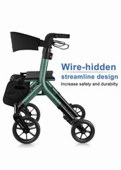 WALK MATE Rollator Walker 10″ Wheels Foldable Height Adjustable Cup Holder