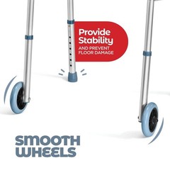 Lightweight Aluminum Walker for Seniors, Adjustable Folding Walker with 2 Wheels