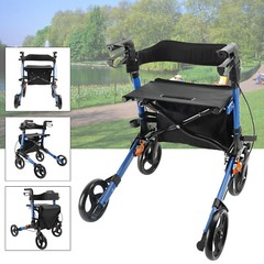 NEW Adjustable Rollator Walker 6 levels of 8 Wheels Compact Folding Lightweight