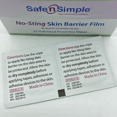 75 SAFE N SIMPLE SNS80725 Skin Barrier Film Wipes, No Sting Exp. 2025 Ostomy