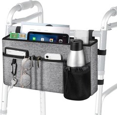 Large Walker Tote Bag Folding Walker Attachment Hands-Free Storage Basket Pouch
