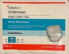 Cardinal Sure Care Plus Protective Underwear – S-M, Pack of 20