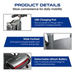 Folding Electric Mobility Scooter for Adults 4 Wheel Travel Scooter with Seat