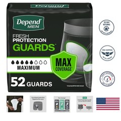 Softest Depend Guards for Men – 52 Count, Ultimate Leak Protection & Comfort