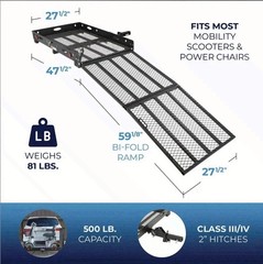 Silver Spring Folding Scooter Wheelchair Carrier w/ 59″ Ramp Steel 500 lb