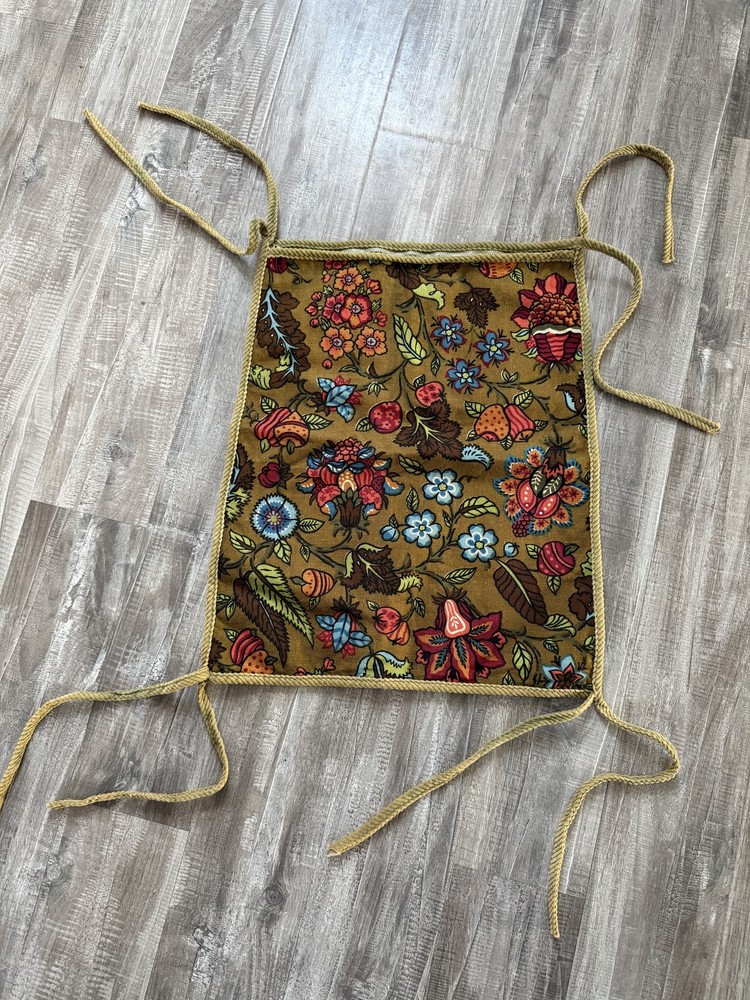 Vintage 1970’s Wheelchair Stroller Side Pouch Bag Floral Corduroy Storage