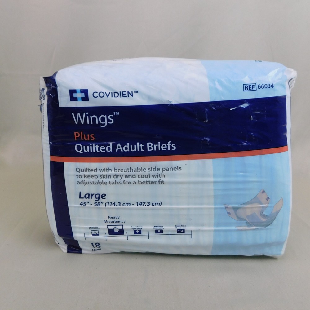 Covidien 66034 Wings Plus Quilted Adult Briefs 18-Pack – Large #C154