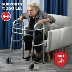 Walker with Wheels, Adjustable Walker, Folding Walker with Arm Support Walker
