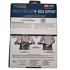 NEW Copper Fit Rapid Relief 3-In-1 Hot/Cold Therapy Back Lumbar Support One Size