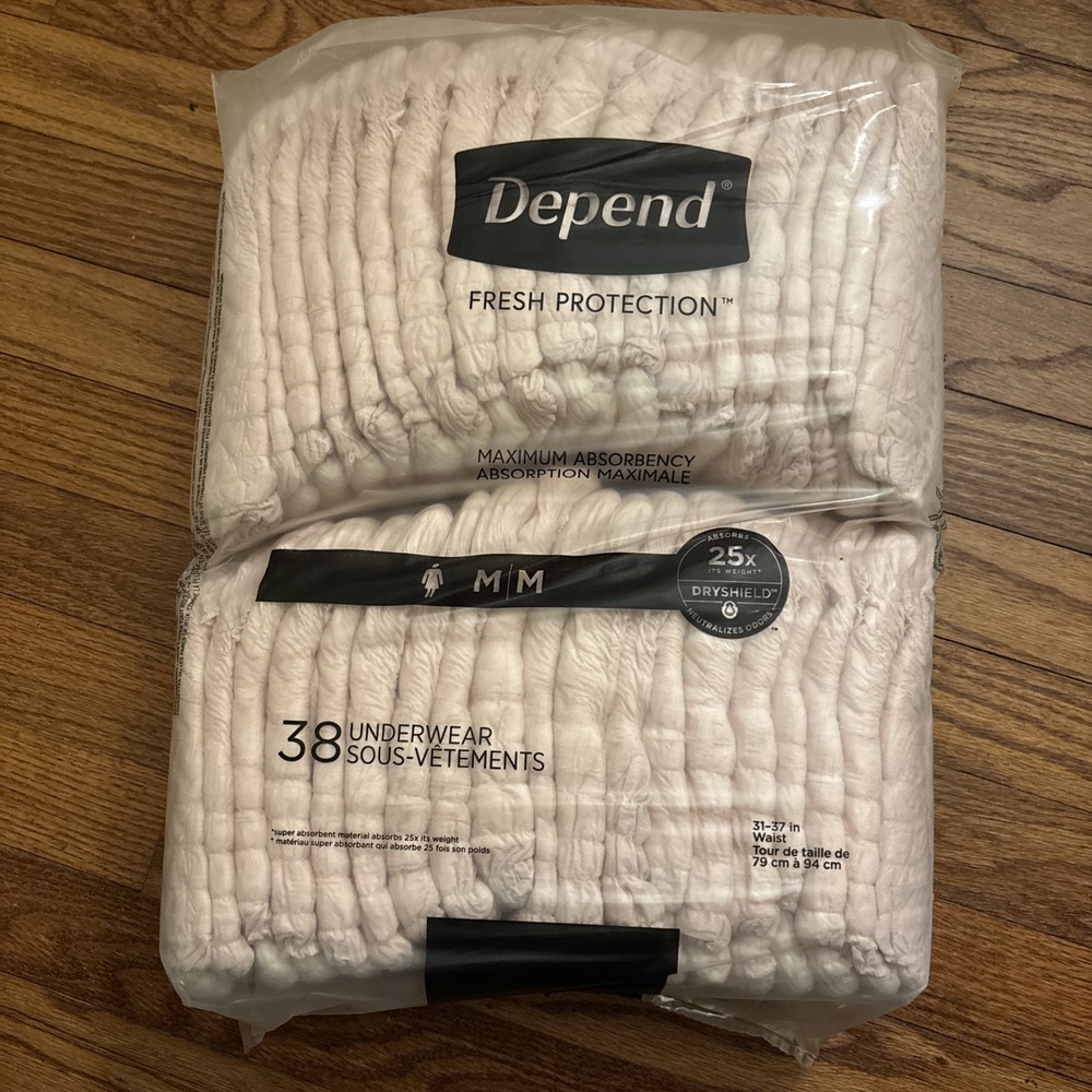 Depend Fresh Protection Incontinence Underwear for Women Medium 38 Count NEW!