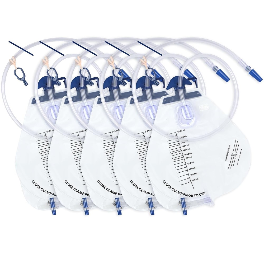 2000ml Urinary Drainage Bags with Anti-Reflux Valve Male Female Catheter Bags
