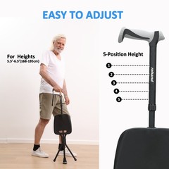 Walking Cane with Seat,Lightweight Foldable, Adjustable, Collapsible for Adults