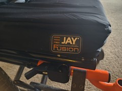 Quickie M6 Manual Wheelchair Orange/Black w/ JAY Fusion Cushion, Seat Belt