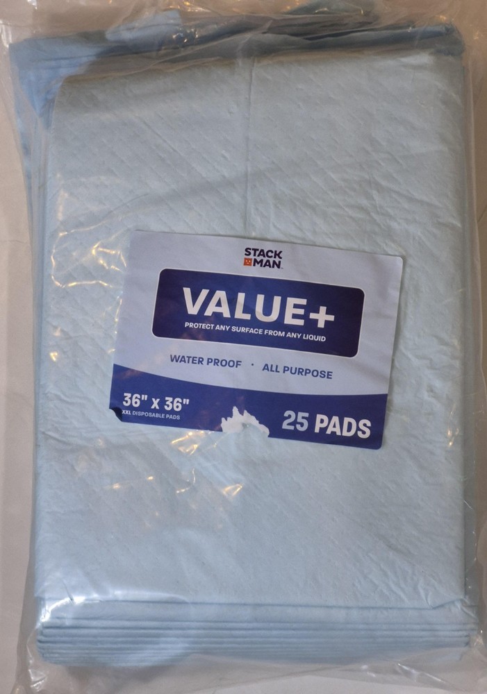 Chucks Pads Disposable Adult Underpads [25-Pack] 36″x36″, Blue, Unopened package