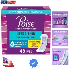 Ultra Thin Incontinence Pads & Postpartum Pads for Bladder Leaks, 4 Drop Mode…