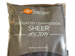 Ames Walker Graduated Compression Sheer Hosiery Open Toe 15-20 mmHg Black Queen+