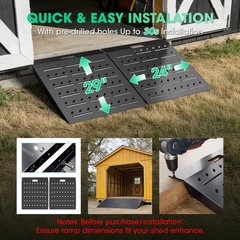 29″ x 24″ Shed Ramp Black Loading Ramp Alloy Loading Dock Ramp for Garages Barns