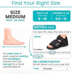 Vive Open Toe Square Toe Post Op Shoe Fracture Medical Shoe Unisex Size Medium