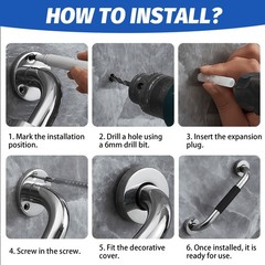 2PCS Stainless Steel Grab Bar Bathroom Safety Handicap Shower Tub Handle Support