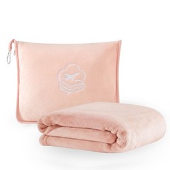 PEUJEW Travel Blanket, Soft 2-in-1 Airplane 65×40 in, Peachy Pink