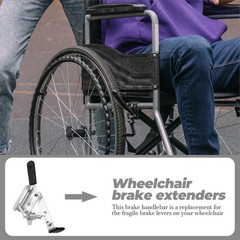 2Pcs Durable Wheelchair Brake Extenders Steel Plastic Assorted Color Handles