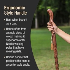 Handcrafted Wood Walking Stick, Twisted Oak, Ergonomic Style Handle, for Men …