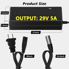 29V 5A Fast Charger for 24V Lead Acid Battery, 3-Pin XLR Charger Compatible w…
