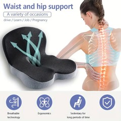 Memory Foam Seat Cushion w/Lumbar Support Pillow for Back & Sciatica Pain Relief