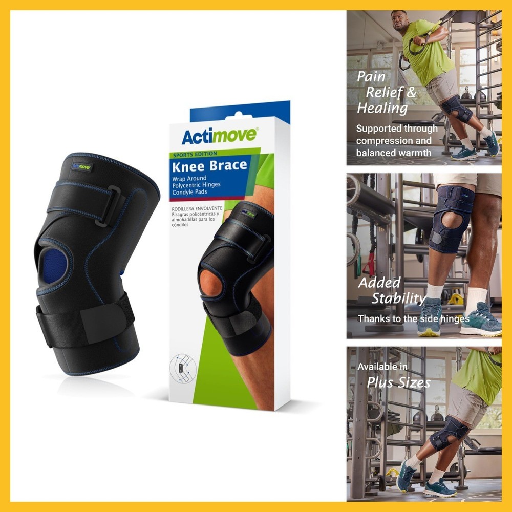 Actimove Sports Edition Knee Brace Wrap Around, Polycentric Hinges, Condyle Pads