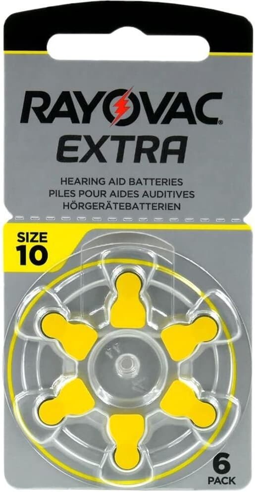 6 Rayovac Extra Advanced Size 10 MF PR70 Hearing Aid Batteries 1.45V Zinc Air