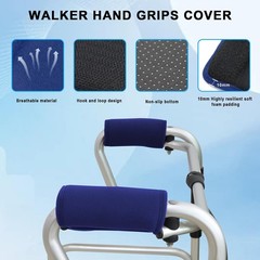 Bcautay 2 Pack Walker Handle Cushions – Padded Hand Grip Covers, Dark Blue