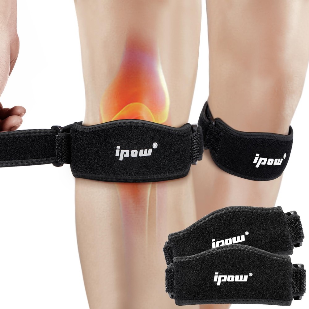 IPOW 2 Pack Thickened Pad&Wide Patella Knee Strap,Pain Relief Patellar Tendon…
