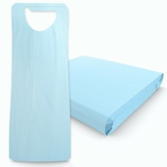 Blue Disposable Adult Tie-Back Poly Bibs Protect Clothes from Spills 16″ X 33″