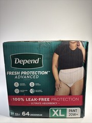 Depend Fresh Protection Advanced Ultimate Absorbency XL 64 Count Women Pant 20W+