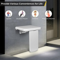 Dyna-Living Wall Mounted Folding Shower Seat 485lbs Fold Down ABS Shower Bench
