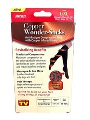 Copper Energy Knee High Compression Wonder Socks Size L/XL – Black