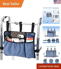 Water-Resistant Walker Bag with Multiple Pockets & Cup Holder – Lightweight