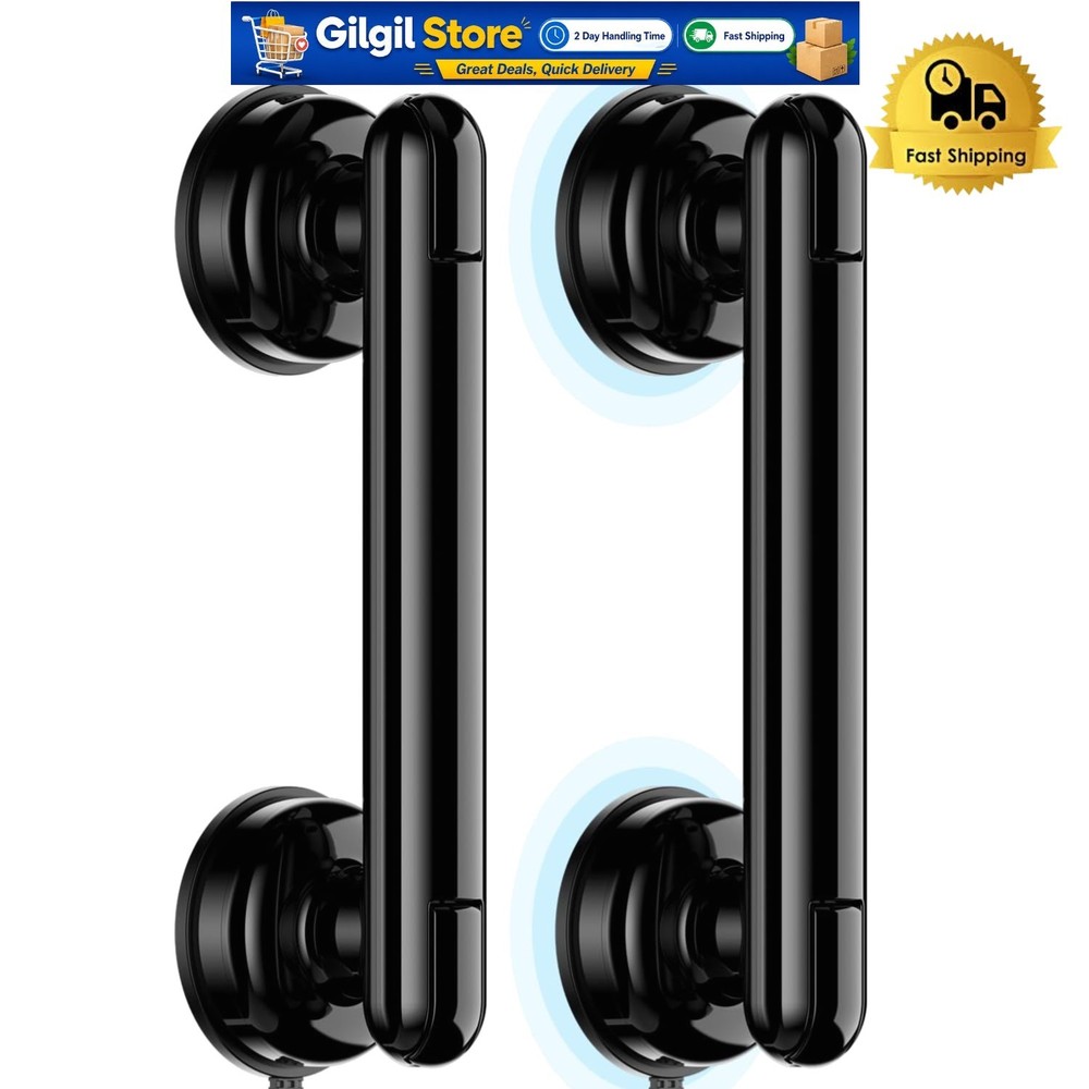 Modern Bath Grab Bars for Safety – 350 lbs Suction Power, No Drilling, 2 Pack