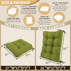 Chair Cushion Set for Rocking Chair, Back Pillow & Seat Cushion Grass Green
