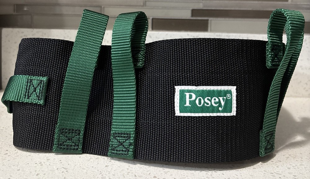 Posey Transfer Gait Belt With Quick-Release Buckle Black & Green 55” Adjustable