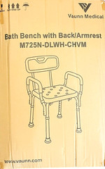 Vaunn Medical Bath Bench with Back / Armrest – Model: M725N-DLWH-CHVM