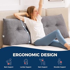 Headboard Pillow Triangle Pillows for Headboard, Head Board Queen Dark Grey